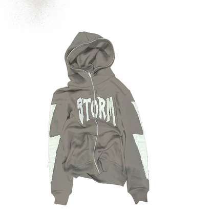 GREY STORM FULL ZIP UP HOODIE