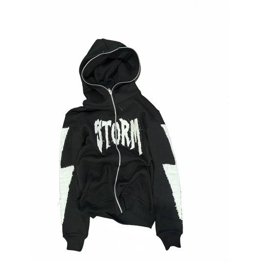 STORM BLACK FULL ZIP UP HOODIE