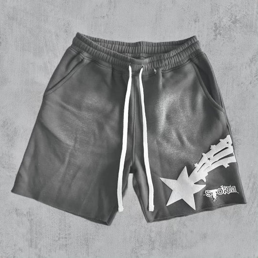 STORM GREY ACID WASH SHORTS