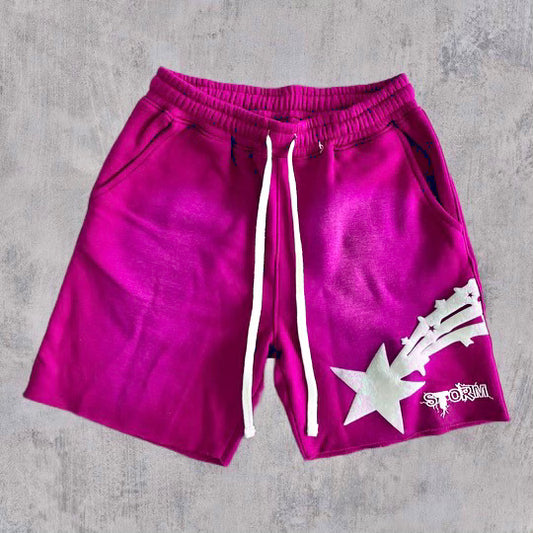 STORM PINK ACID WASH SHORTS